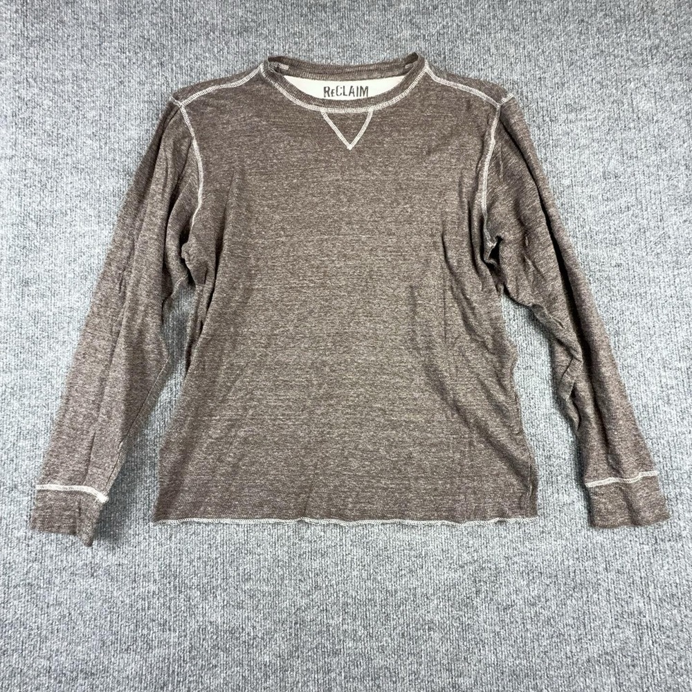Reclaim Shirt Mens Large Brown Long Sleeve Crewneck Tagless Cotton Tee Basic
